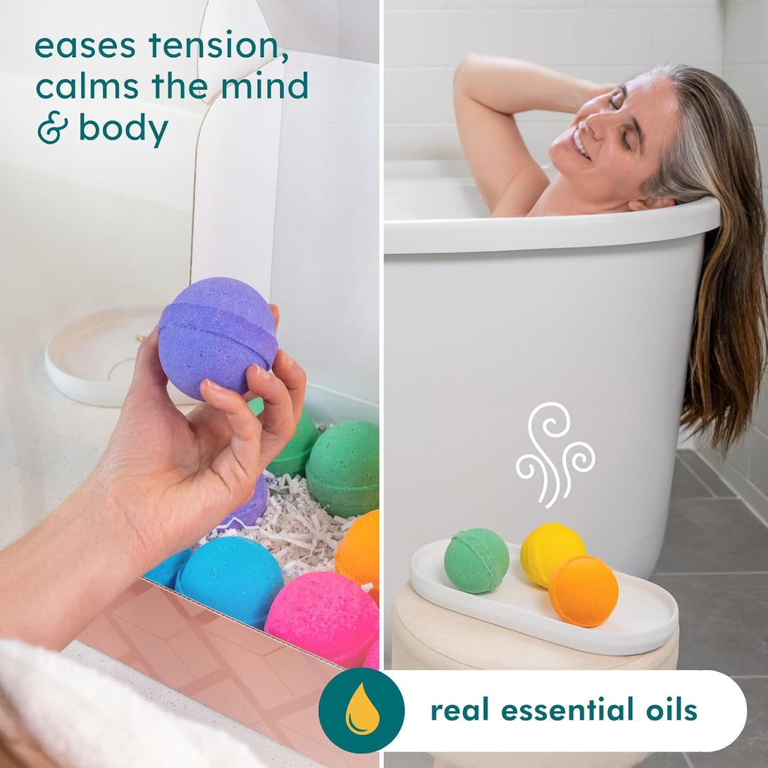 Anovina 12XL Bath Bombs Gift Set USA Made with Natural Essential Oils for Women & Kids – Aromatherapy Holiday Gifts Ideas. Mothers Day Gift Idea. Bath Bombs Gifts for Women Men and Kids