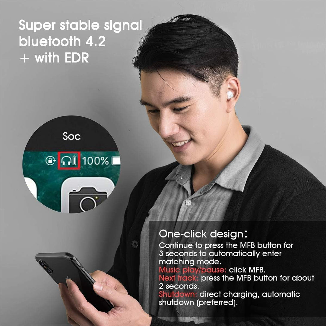 Invisible Earbuds Mini Single Earbuds Tiny Discreet Hidden Earphones for Work, Small Ear Canals In-Ear Wireless with Charging Case for Work