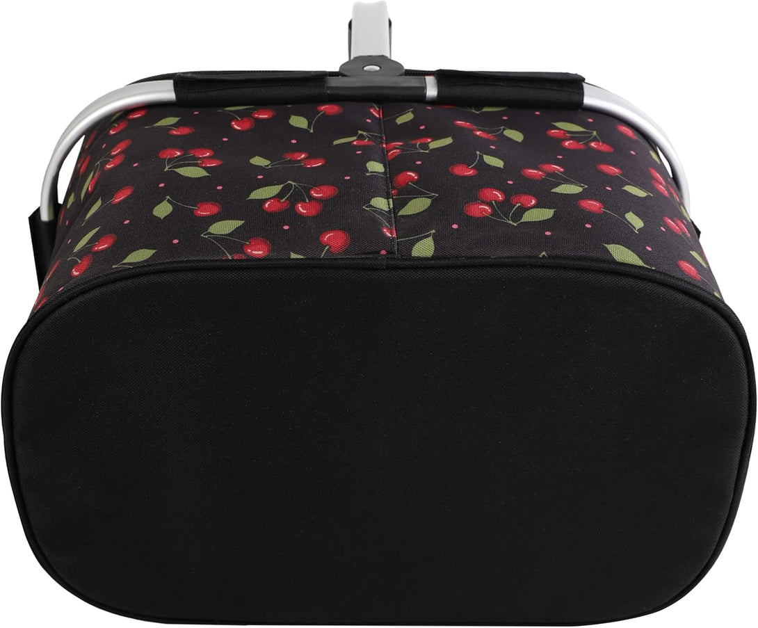 ALLCAMP Insulated Cooler Bag Portable Collapsible Picnic Basket Cooler with Sewn in Frame (Medium Cherry Pattern)