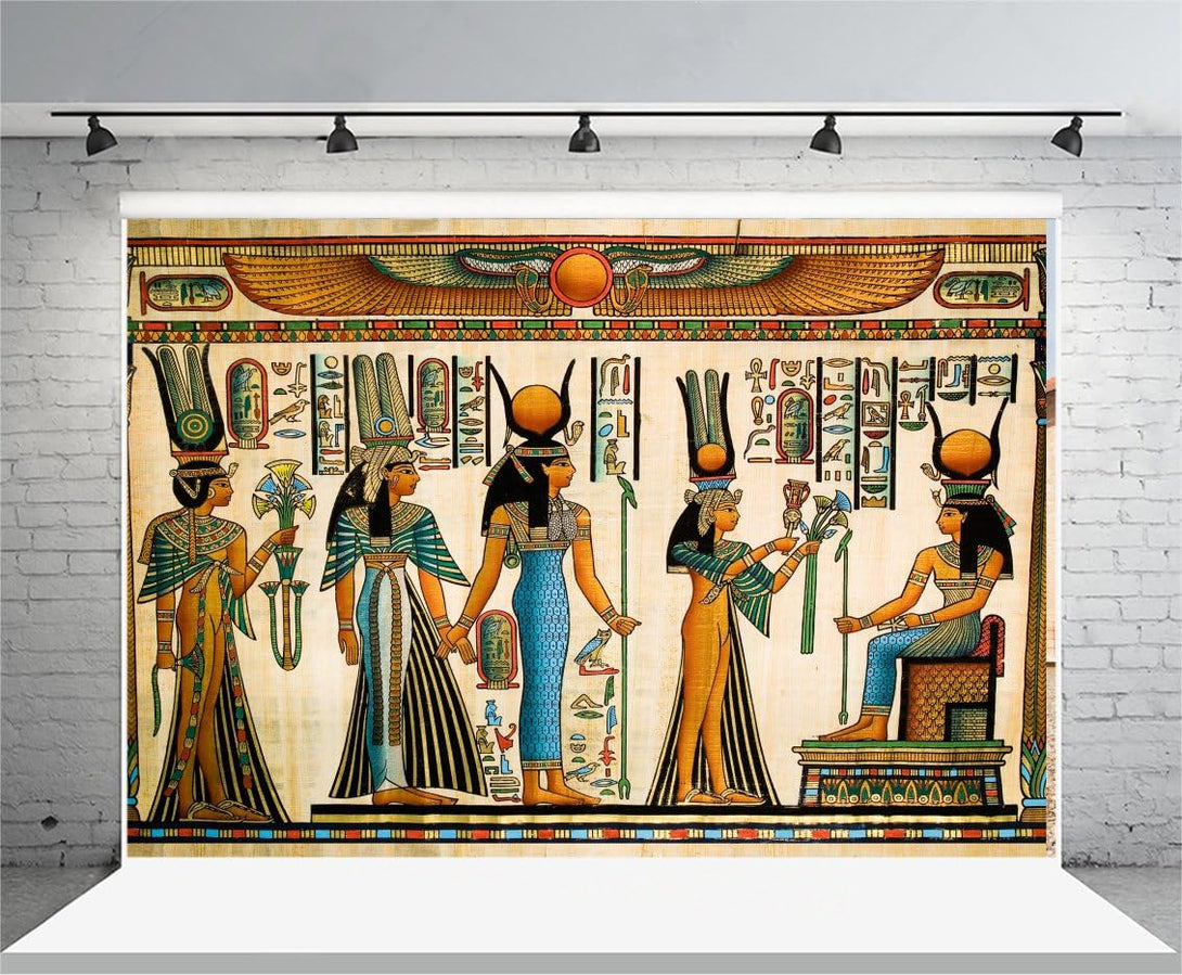 5X3Ft Gods of Egypt Backdrop for Photography Egyptian Decor Ancient Egyptian Mythology Sphinx Egypt Parchment Hieroglyphic Photo Background for Travel Vacation Photoshoot Studio Props