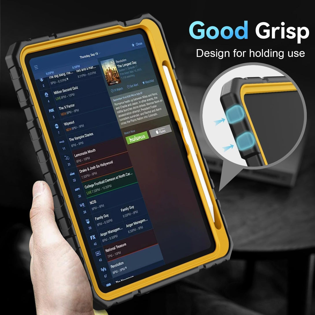 Grifobes for Ipad A16 Case 11Th Generation 11 Inch 2025 / Ipad 10Th Generation Case 10.9 Inch 2022, Heavy Duty Military Grade Shockproof Cover with Pencil Holder for I Pad 11/10 (Black+Gold)