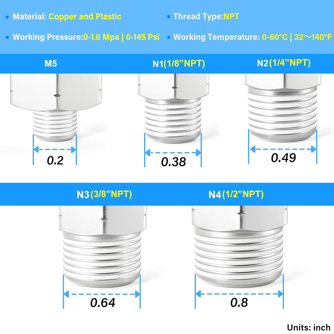 TAILONZ PNEUMATIC Male Elbow 1/2 Inch Tube OD X 1/4 Inch NPT Thread 90 Push to Connect Fittings PL-1/2-N2 (Pack of 5)