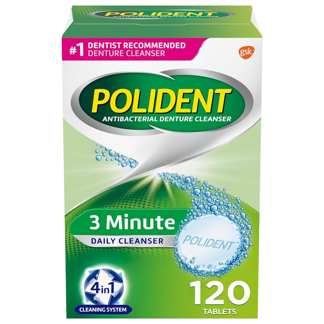 Polident 3 Minute Denture Cleanser Tablets - 120 Count