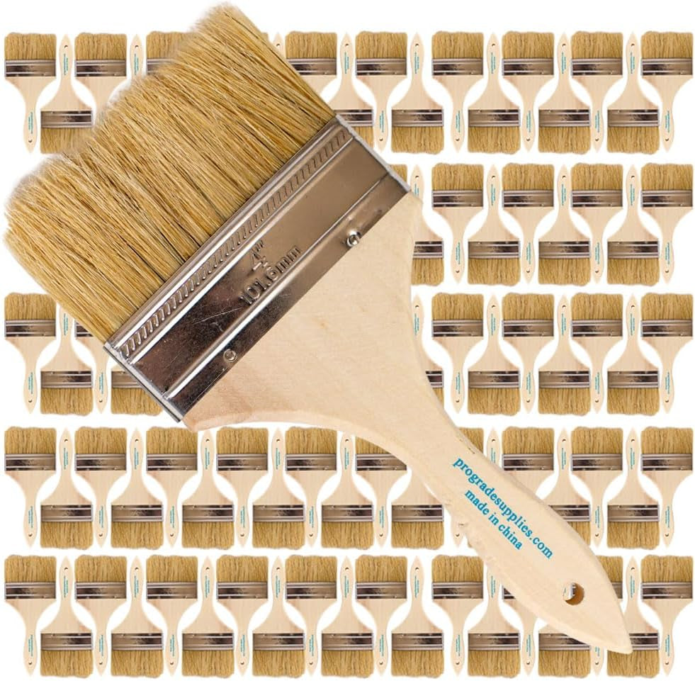 Pro Grade - Chip Paint Brushes - 96 Ea 4 Inch Chip Paint Brush Light Brown