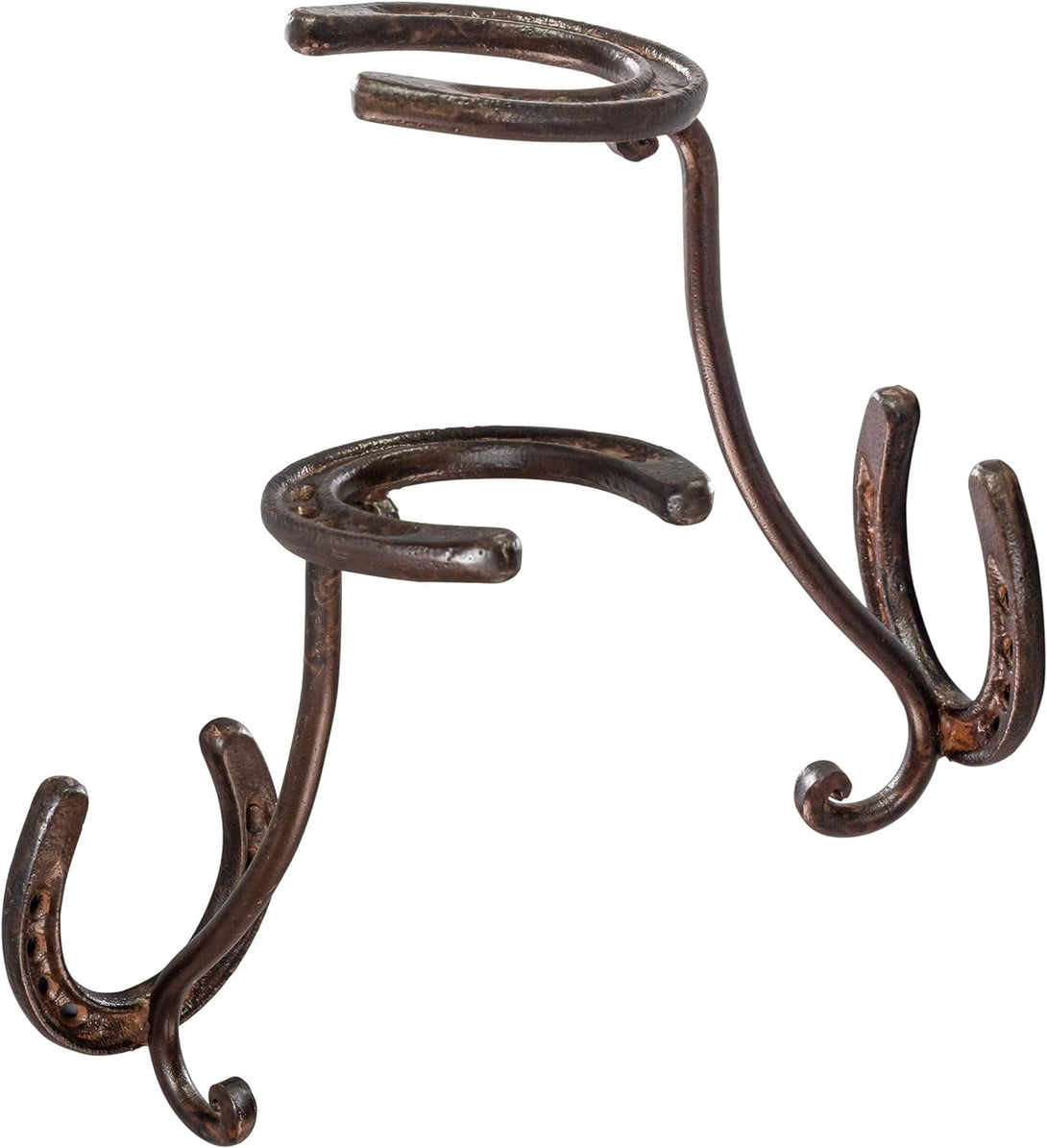 Cowboy Hat Rack - Set of 2 Decorative Wall-Mounted Holder - Heavy-Duty Iron Hanger and Organizer DIY Kit for Hats, Coats and Keys - Rustic Western Horseshoe Hooks for Storage and Display