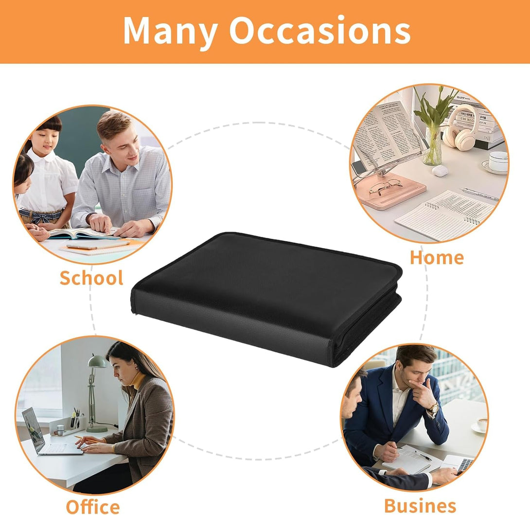 Accordion File Organizer, 12 Pocket Expanding File Folder with Multi Pockets Fireproof Folder with Zipper & Labels Portable Business Fire Safe Storage for Letter A4 Files and More