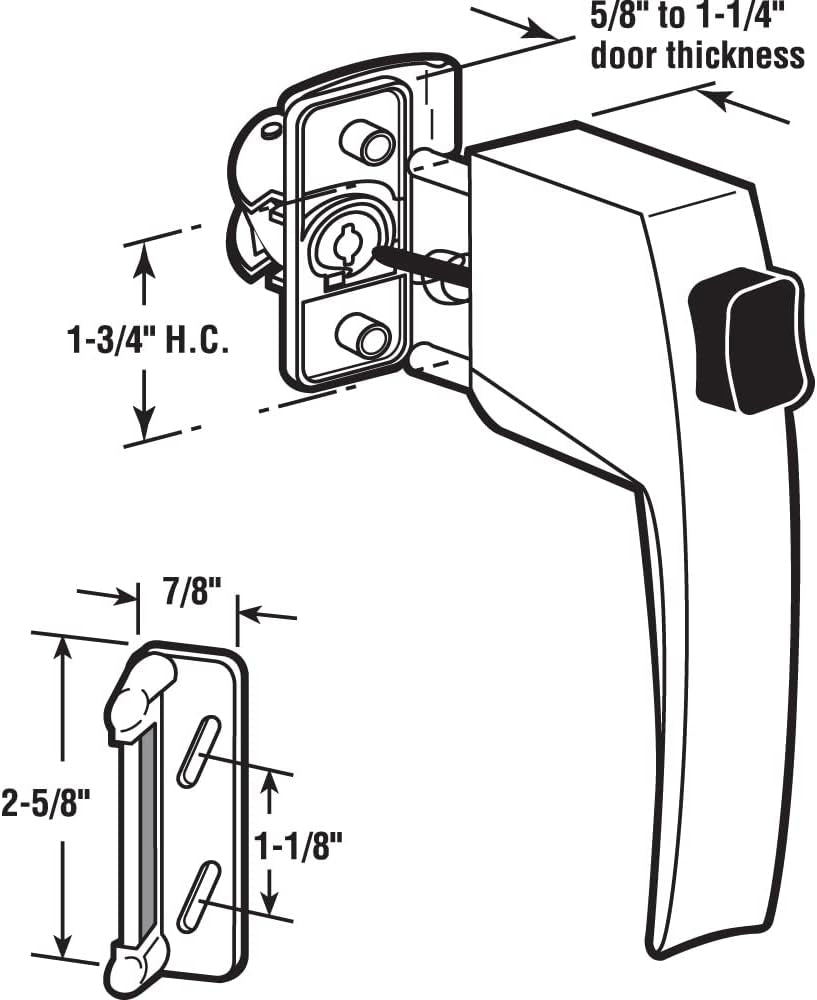 Prime-Line K 5007 Screen and Storm Door Push Button Latch Set W/ Night Lock – Replace Old or Damaged Screen/Storm Door Handles Quickly & Easily – Fits Doors 5/8 – 1-1/4 In. Thick, Black (Single Pack)