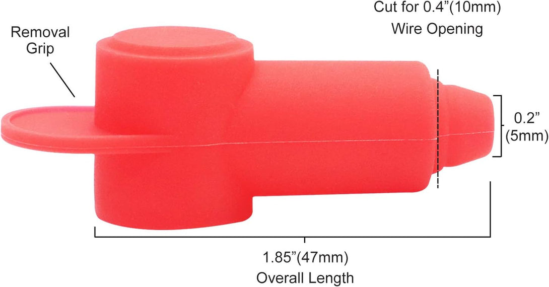 Recoil 10 Pack Silicone Terminal Covers for Alternator Battery Stud and Power Junction Blocks, Fits 10-2AWG Wire, 5 Red and 5 Black Pairs