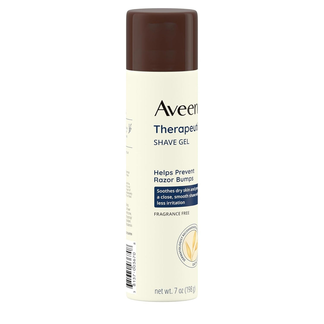 Aveeno Therapeutic Shave Gel with Oat and Vitamin E to Help Prevent Razor Bumps, Soothes Dry Skin and Provides a Close, Smooth Shave with Less Irritation, Fragrance-Free, 7 Oz