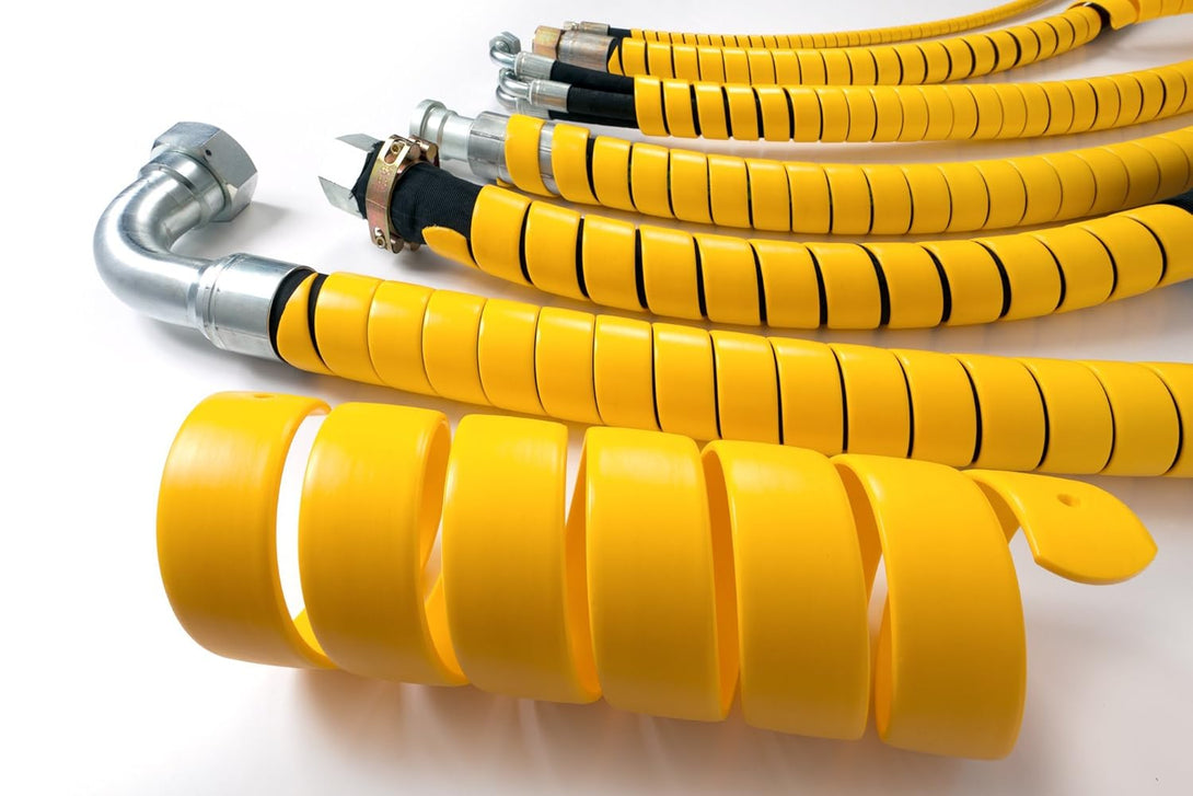 Caplugs SPPC Series – Safeplast Safe-Spiral Pre-Cut Spiral Wrap, Hose & Cable Protector, Yellow HD-PE, 1.0" OD X 25' Pre-Cut Length, Hydraulic & Pneumatic Hoses (25Pc25Ye)