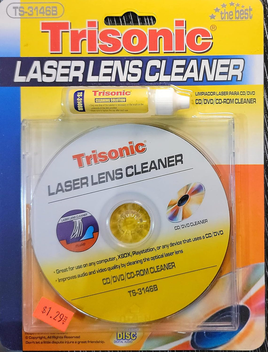 Trisonic CD/DVD/CD-ROM Laser Lens Cleaner-Liquid Included