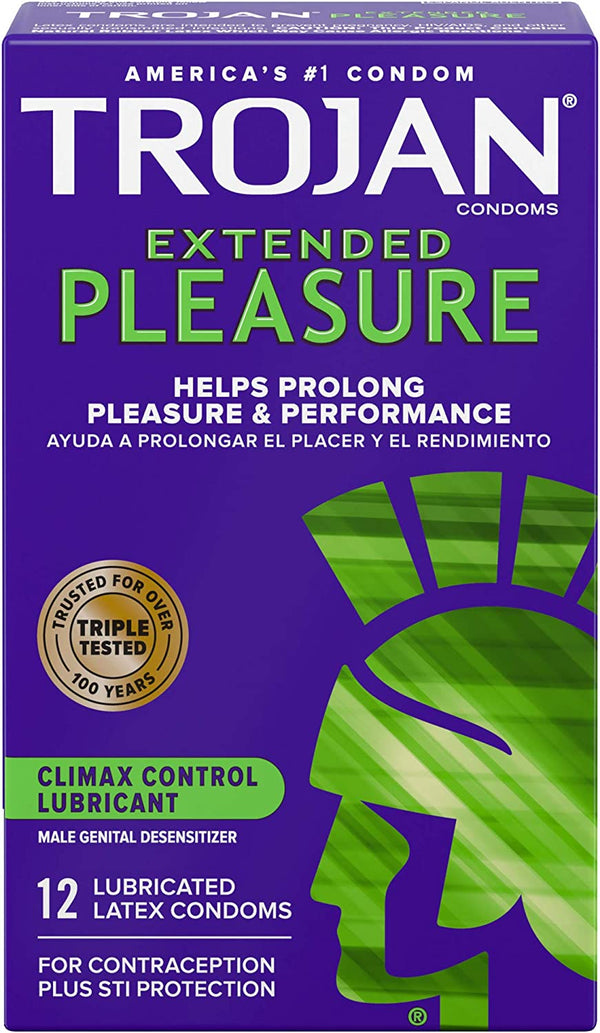 TROJAN EXTENDED PLEASURE Climax Control Extended Pleasure Condoms, 12 Count