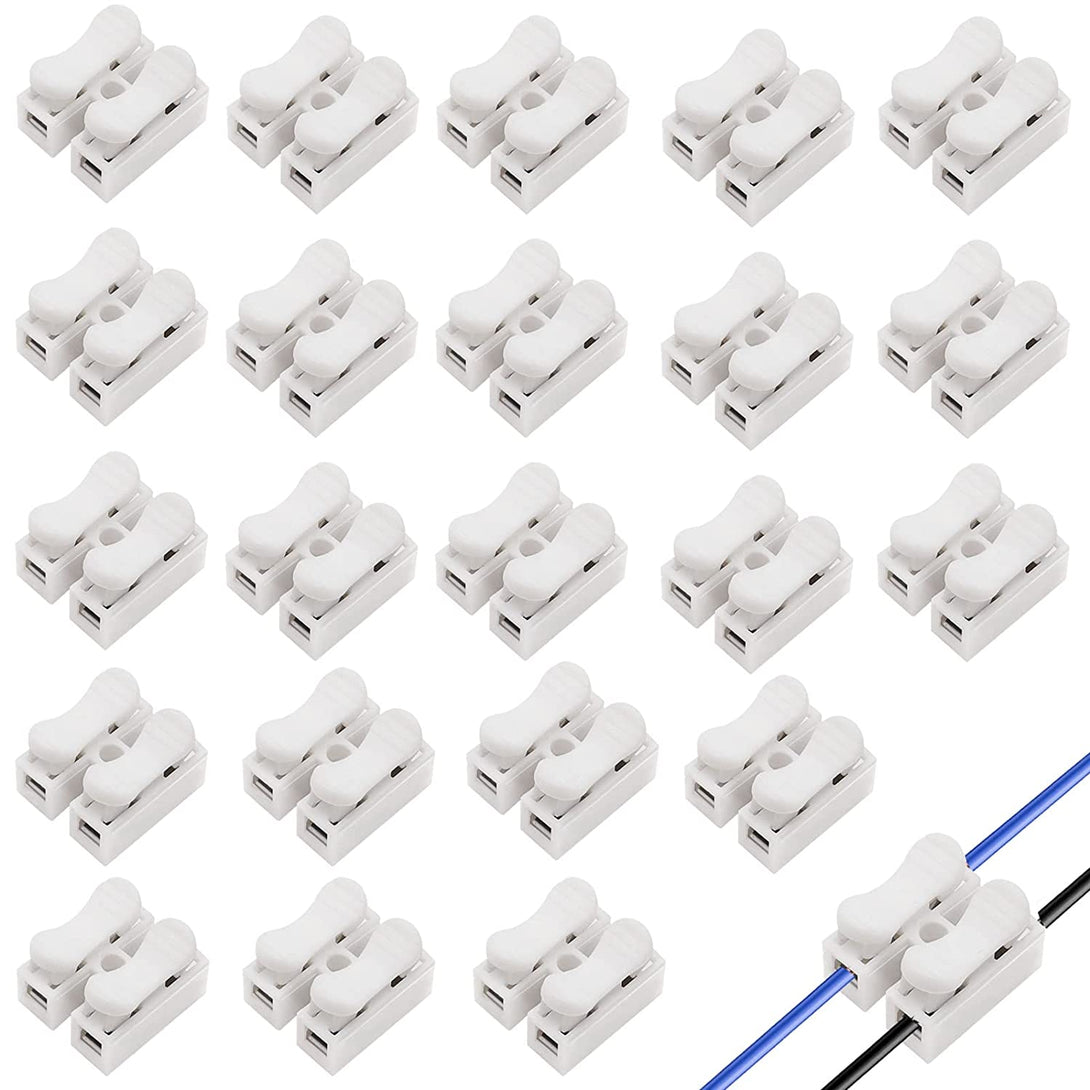 Tnisesm 100Pcs Push Quick Wire Cable Connector,White Wiring Terminal,Spring Loaded Electrical Connectors for Home Lighting Appliances & Automotive Wiring