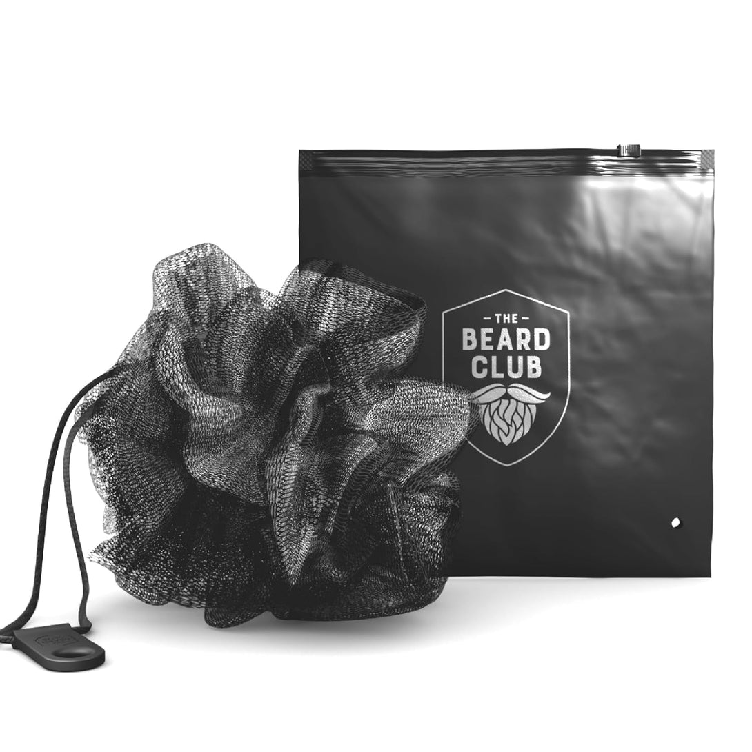 Beard Club Premium Exfoliating Loofah Sponge for Men - Soft Shower Body Scrubber for Men & Women, Large Bath Loofah for Luxurious Skin Care, Durable Shower Pouf & Bathing Accessories in Stylish Design