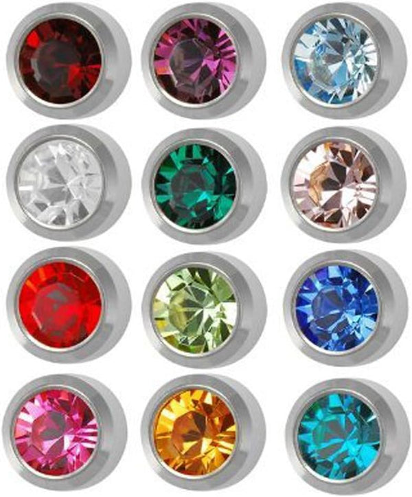 Surgical Steel 4Mm Ear Piercing Earrings Studs 12 Pair Mixed Colors White Metal by Caflon, Surgical Steel