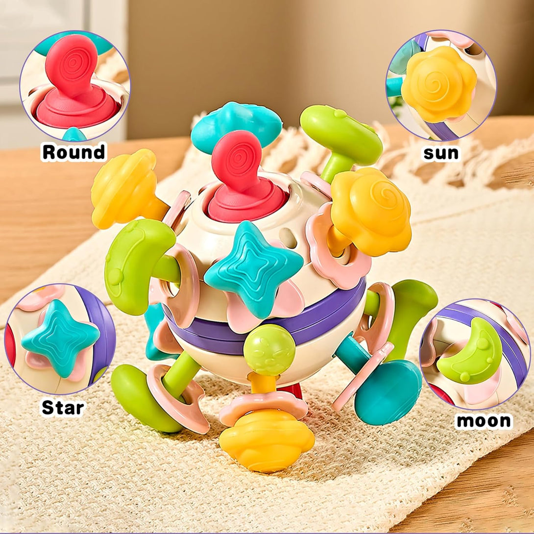 Baby Sensory Teething Toys, Teethers for Babies 0 3 6 9 12 18 Months, Shower Gifts for 1 2 One Two Year Old Girls Boys, Infant Chew Rattles Toys, Newborn Toddler Montessori Learning Developmental Toy