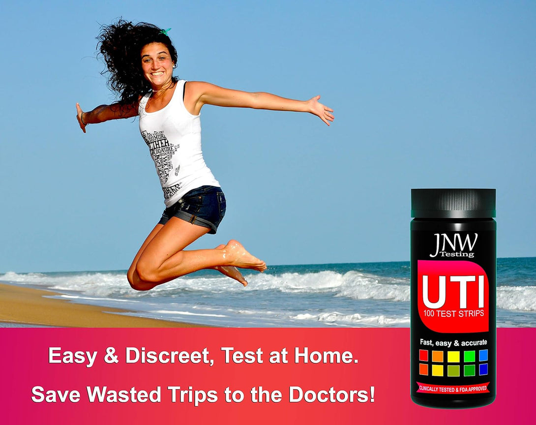 3-In-1 Urinary Tract Infection Test Strips - Home UTI Test Kit with Ebook - with 100 Quick and Accurate UTI Test Strips - 100 Strips by JNW Direct