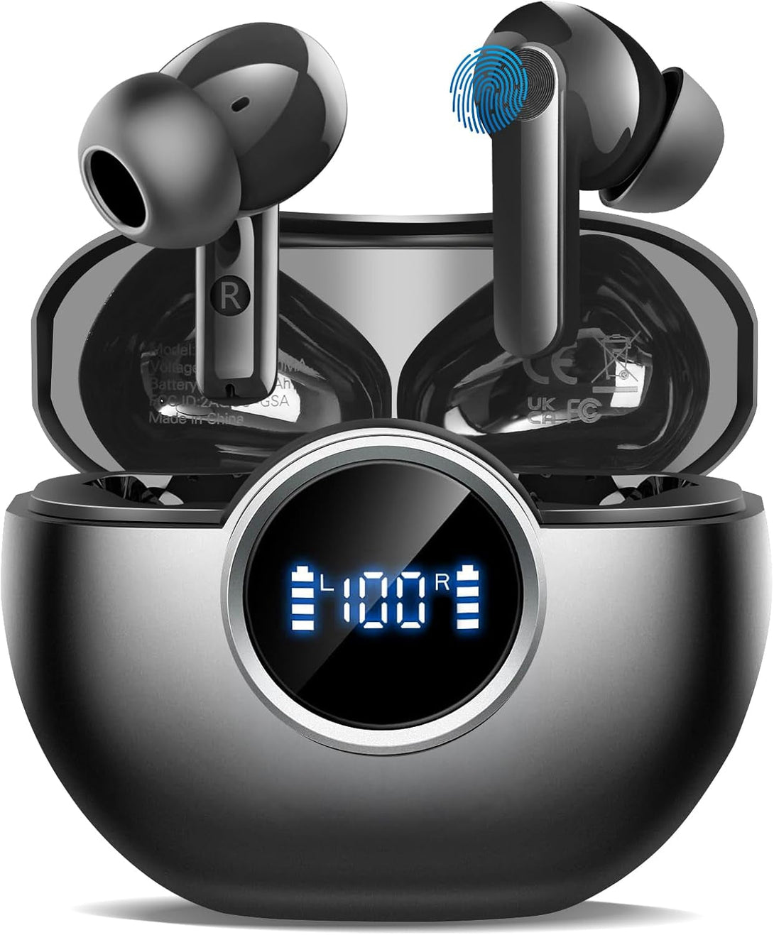 Wireless Earbuds 2025 NEW Bluetooth 5.4 Headphones Bass 3D Stereo, In-Ear Earphones with 4 ENC Noise Cancelling Mic, 48H Playtime with LED Display, IPX7 Waterproof for Laptop Pad Android Ios, Black