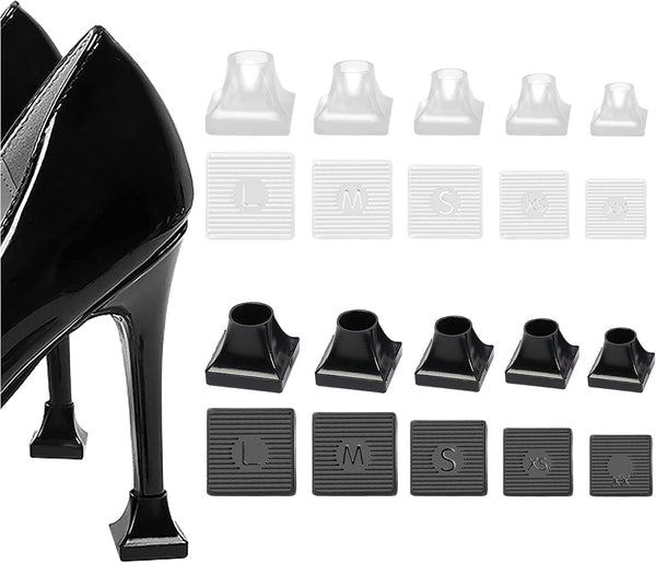 10 Pairs High Heel Protectors 5 Sizes Heel Repair Caps Covers & Heel Stoppers Heel Cover Replacement Tip Caps for Outdoor Weddings/Stop Sinking at Grass/Gravel/Bricks and Cracks