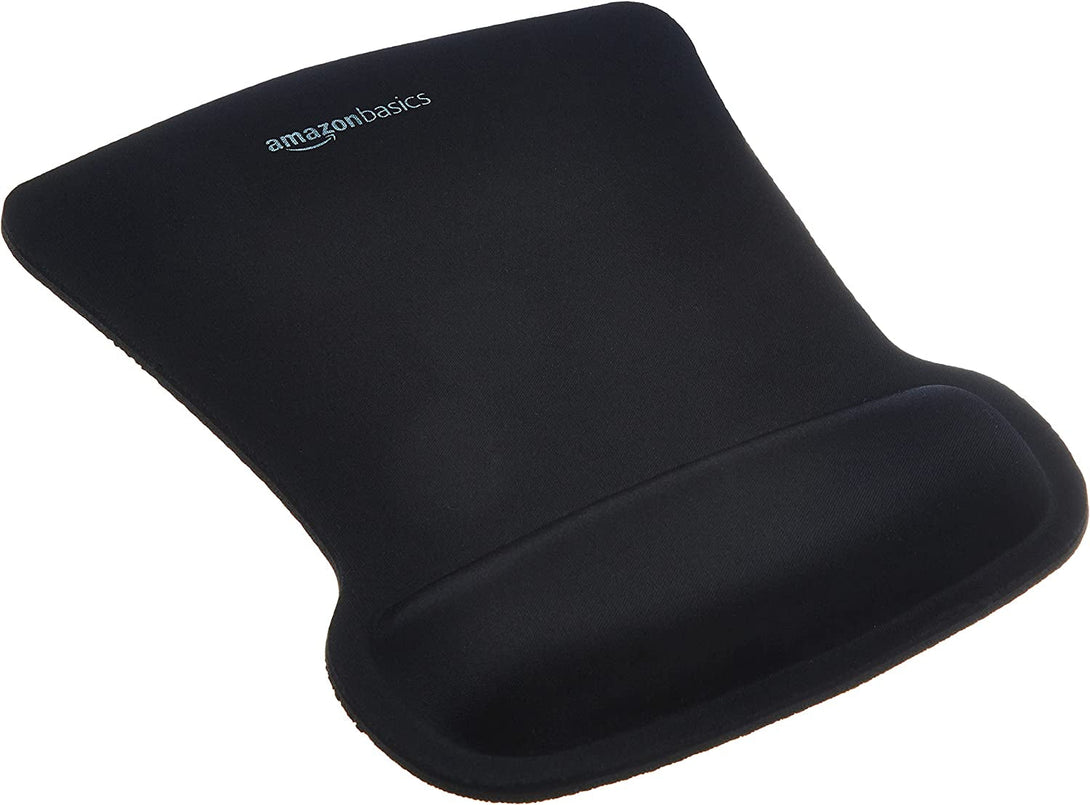 Amazon Basics Irregular Ergonomic Gel Computer Mouse Pad with Wrist Rest for Pain Relief, 10.1L X 8.1W Inches, Black
