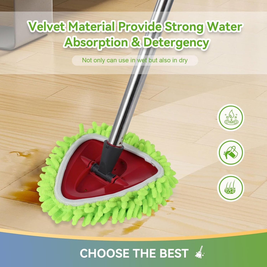2 Pack Reusable Microfiber Mop Pads Compatible with O-Cedar Easywring Triangle Mop,Elastic Mop Head Replacement for Deep Clean,Machine Washable Mop Refills