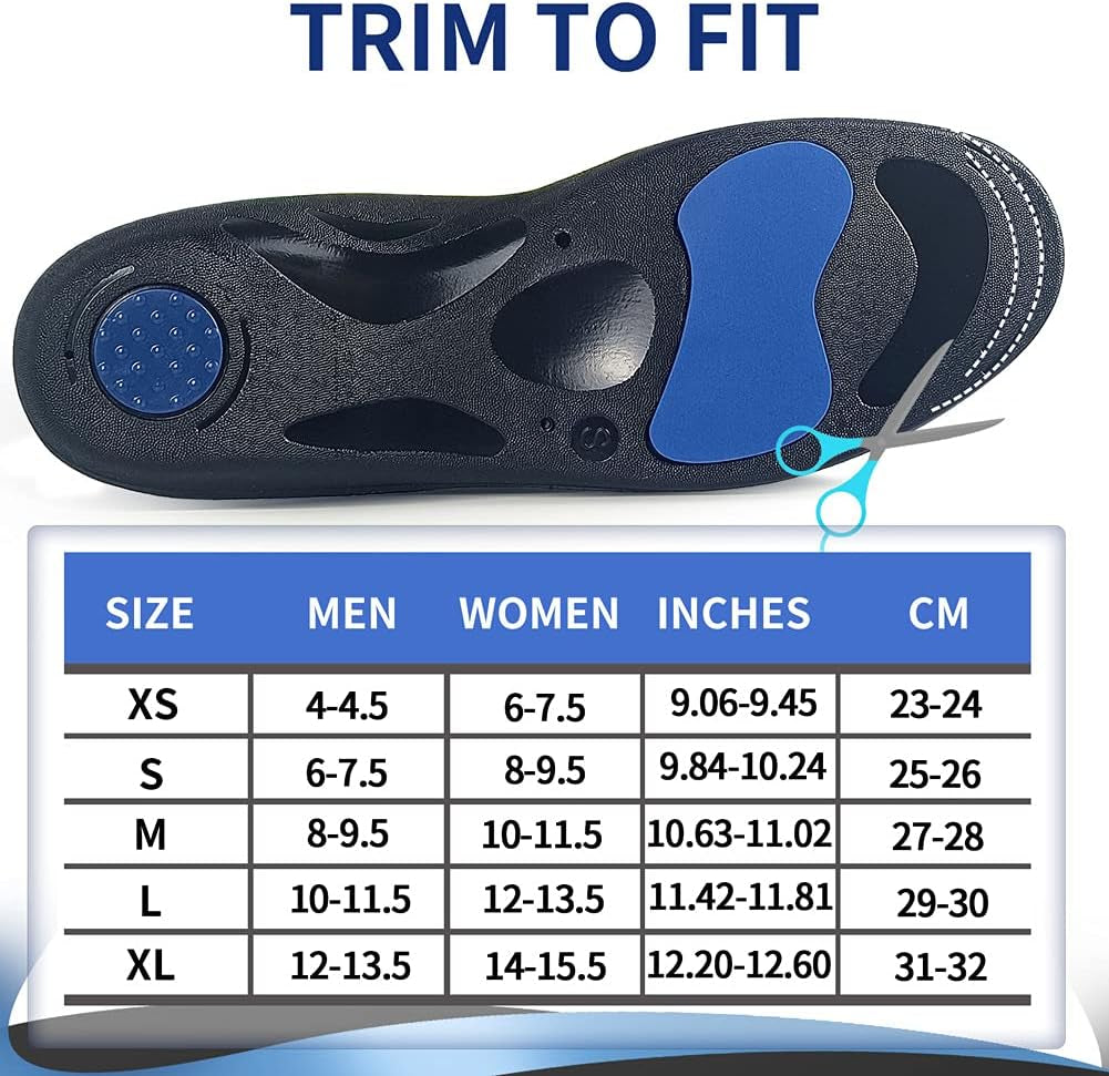 Pcssole Orthotic High Arch Support Insoles, Comfort Gel Work Boot Insert for Flat Feet, Plantar Fasciitis, Feet Pain, Heel Spur Pain,Metatarsalgia,Over Pronation for Men and Women