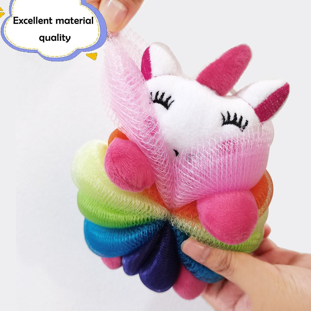 4 Pack Fun Bubble Bath Kid Loofahs, Cute Animal Loofah Bath Sponge, Shower Puffs Body Scrubber, Cute Sponges