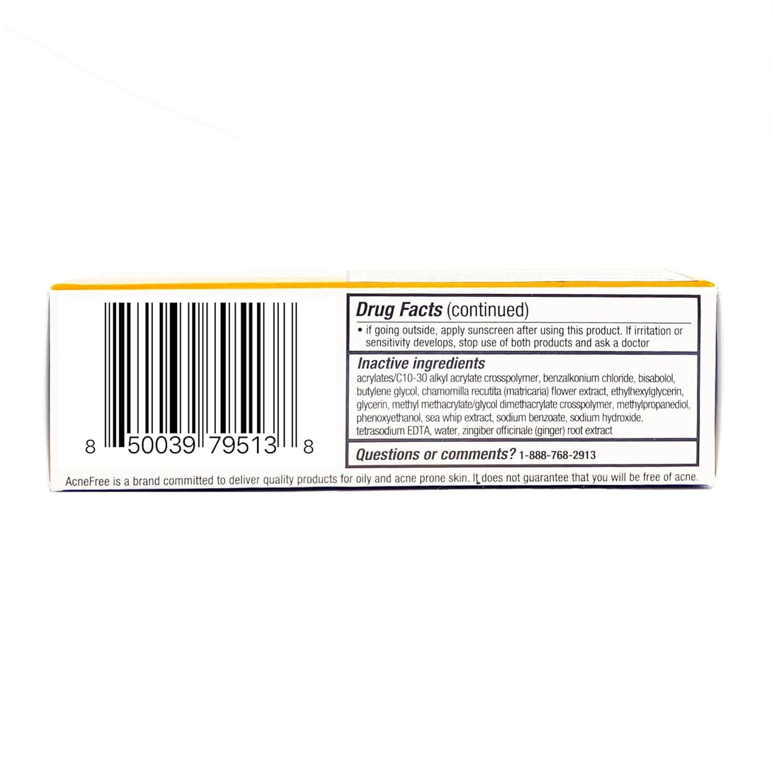 Acnefree Terminator 10 Acne Spot Treatment with Benzoyl Peroxide 10% Maximum Strength Acne Cream Treatment, 1 Ounce - Pack of 1