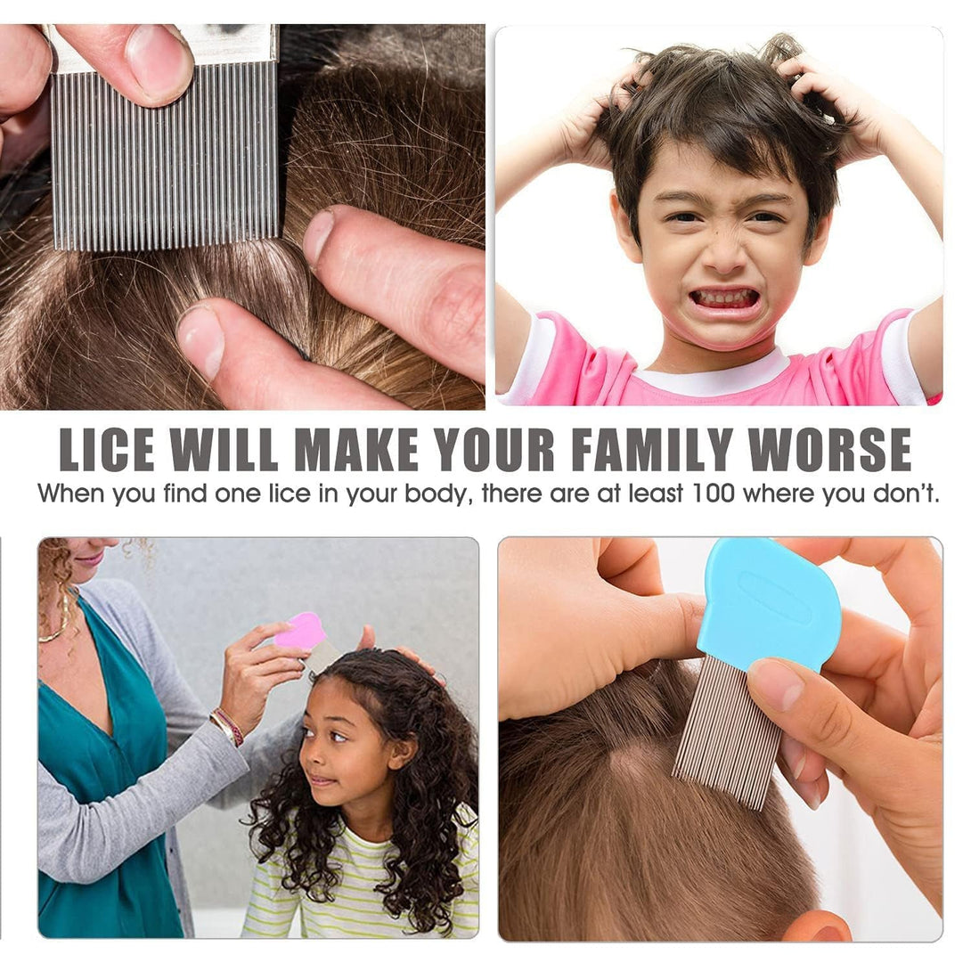 9 Pcs Lice Combs, Flea Combs, Hair Comb Double Sided Fine Tooth Combs, Removal Dandruff Comb with Metal Teeth, Stainless Steel Louse and Nit Comb for Head Lice Treatment