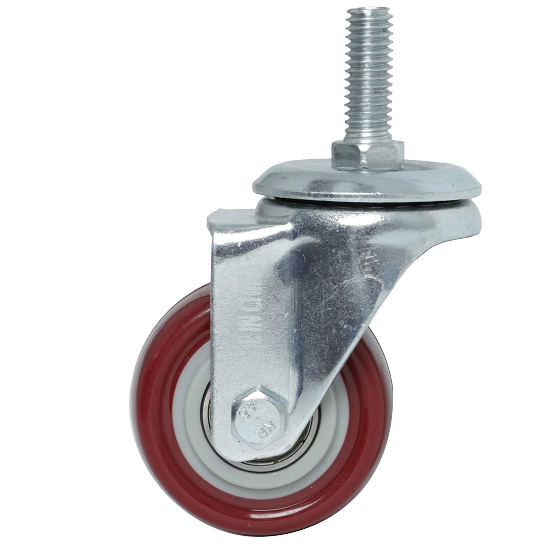 Finnhomy Swivel Caster Wheels 2 Inch Heavy Duty Threaded Stem Casters 5/16"- 18 X 1 Set of 4 Premium Polyurethane Wheels PU Load Bearing 800 Lbs Anti-Wear Smooth Casters, Red