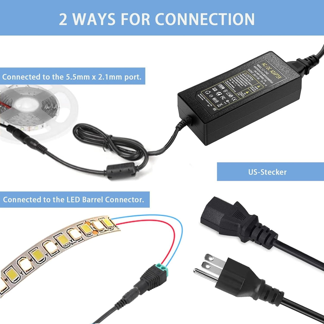 24V DC Power Supply 6A 144W,100-240V AC to DC Adapter with 5.5Mm X 2.5Mm&2.1Mm Output Plug, 24Volt 6Amp Power Supply 5Amp 4Amp 3Amp 2Amp 1Amp Adapter for 24V LED Strip Light, CCTV Cameras, Printer
