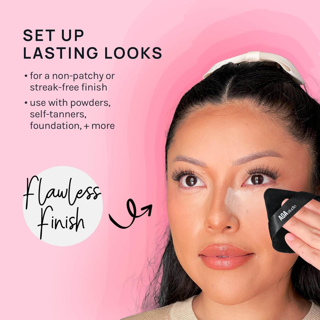 AOA Studio Velvet Puffs Makeup Puff Set of 6 Loose Powder Body Powder, Velour Makeup Blender Sponge Foundation Blending Sponges Set Beauty Makeup Tools (Black)