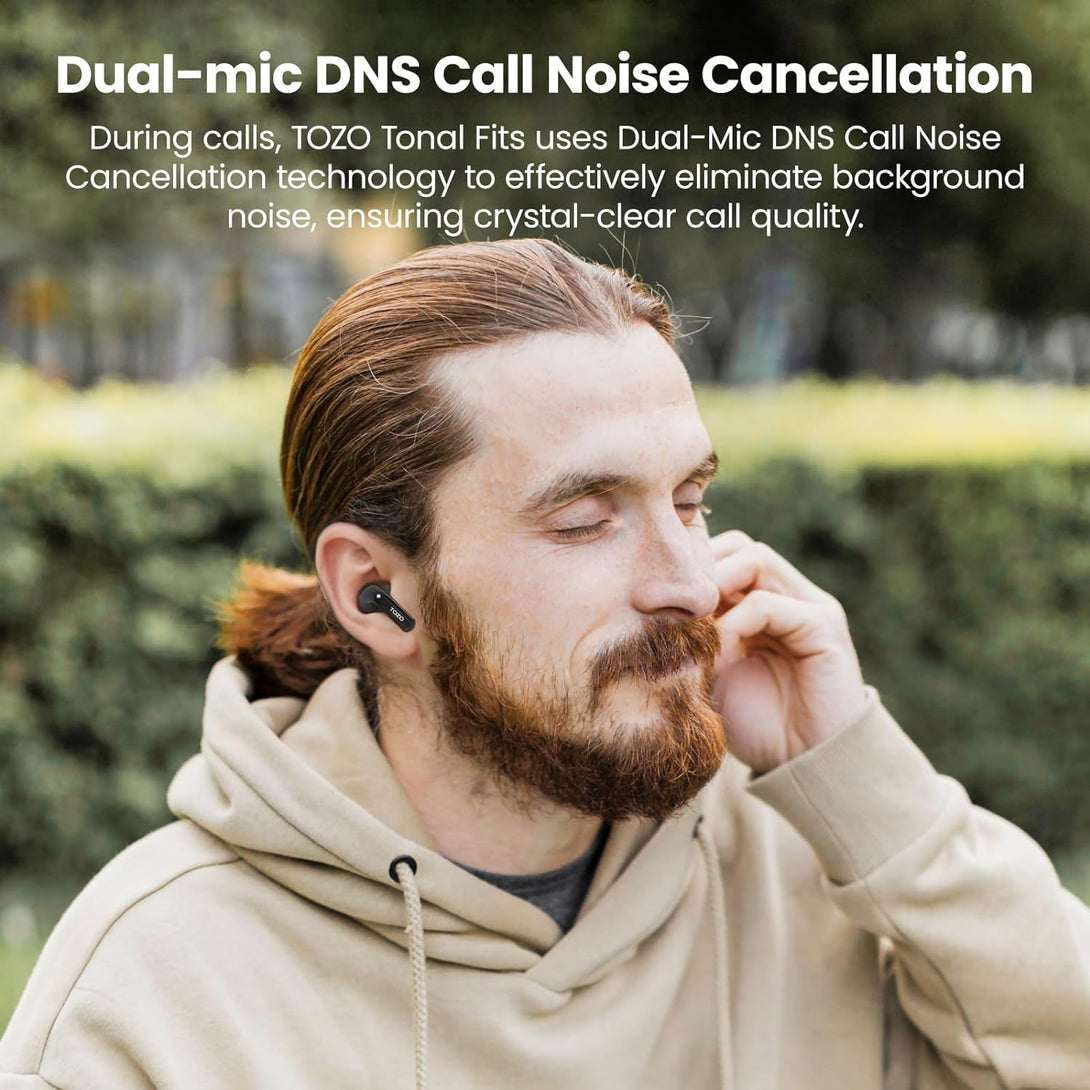 TOZO T21 Wireless Earbuds Bluetooth 5.3 in Ear Headphones Dual Mic Call Noise Cancelling IPX8 Waterproof 44H Playback Stereo Sound with LED Display Wireless Charging Case 32 Eqs via APP Black