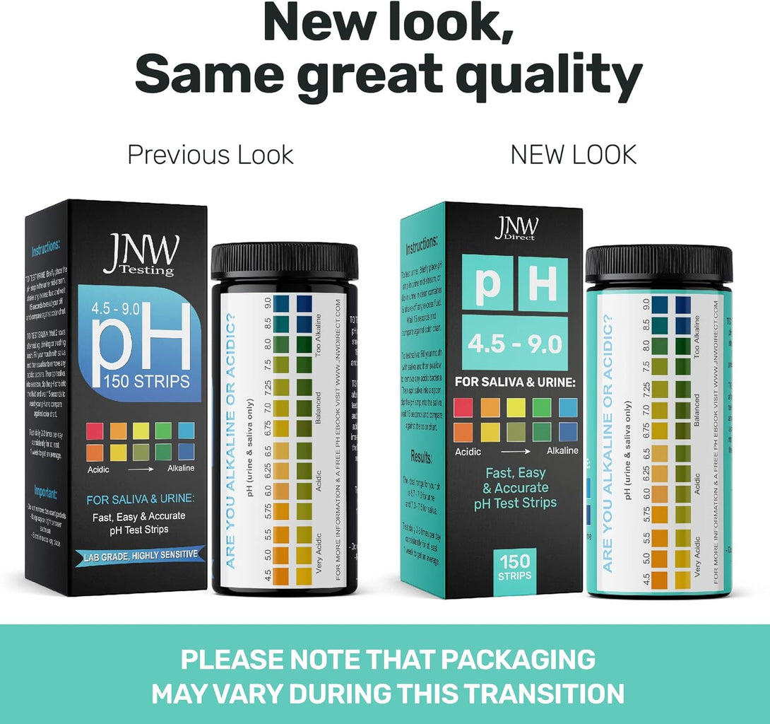 Ph Test Strips for Urine and Saliva - 150 Litmus Paper Ph Test Strips with Ebook, Quick & Easy Ph Level Testing from 4.5-9.0, Ultimate Acidity Test Kit from JNW Direct