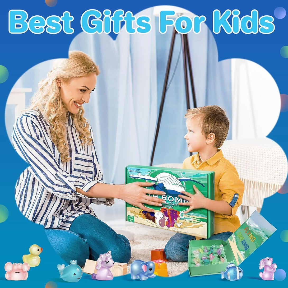 Bath Bombs for Kids with Toys inside - 24 Pack Kids Bath Bombs with Glow in the Dark Bath Surprise Toys Inside, Natural Organic Bubble Bath Fizzy for Girls Boys, Birthday Gifts for Kid