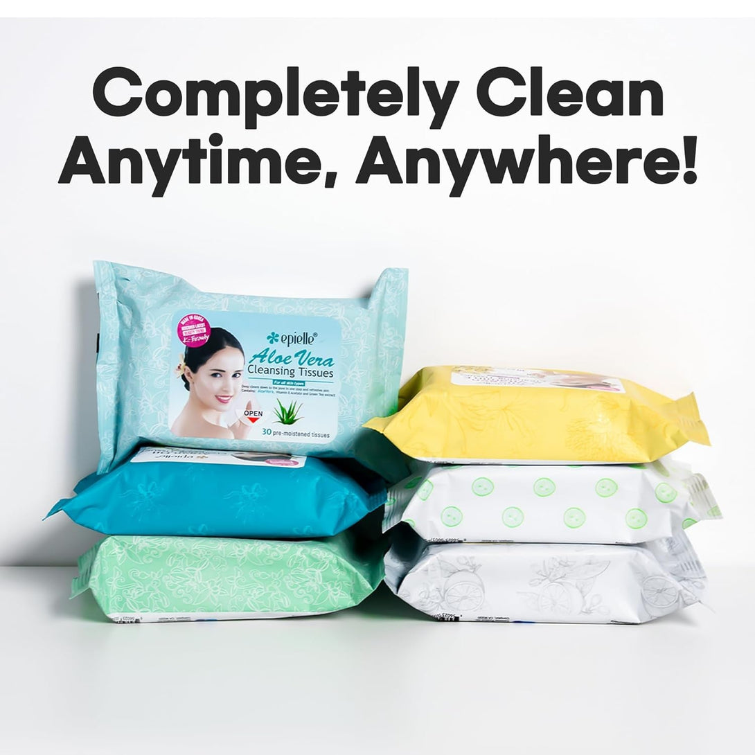 Epielle Argan Oil Makeup Remover Cleansing Wipes Tissue | Gentle for All Skin Types | Daily Facial Cleansing Towelettes | Removes Dirt, Oil, Makeup (Pack of 6), Easter Gift