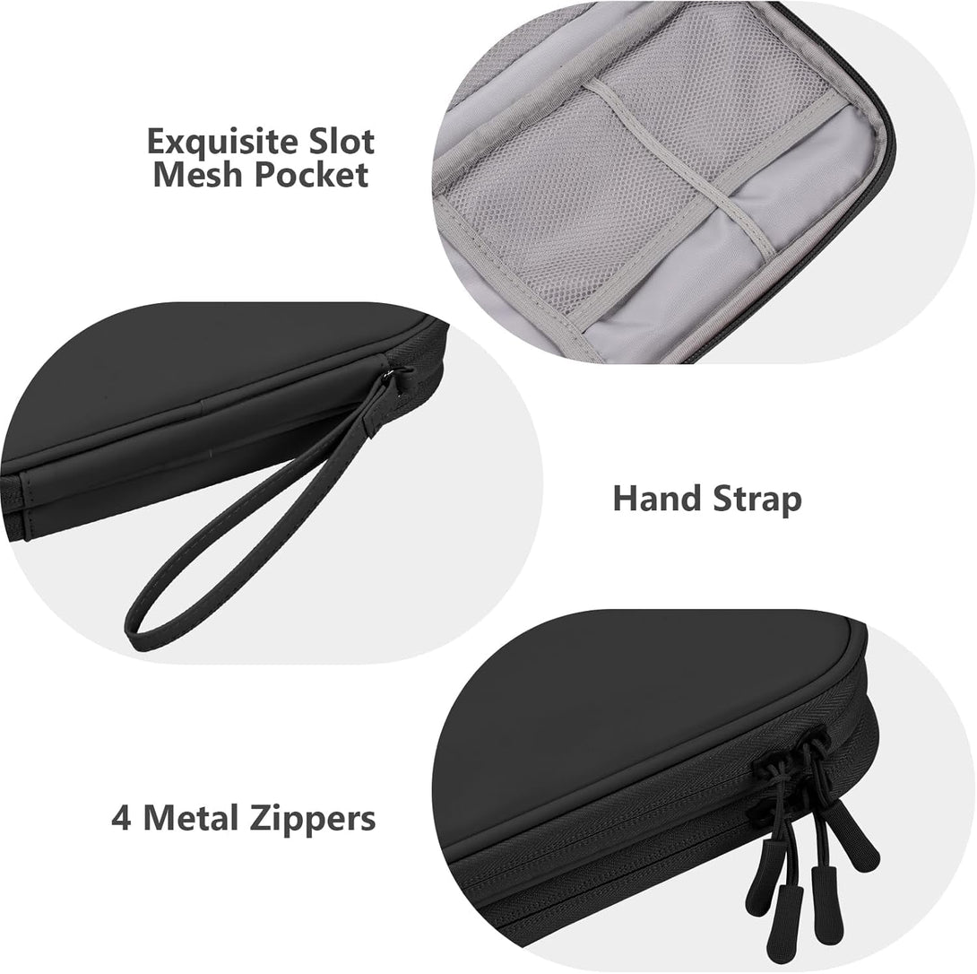 Cable Organizer Bag, Electronic Storage Travel Pouch for Tech Accessories, Cords &Charger, Hard Drive, Power Bank, Iphone (Black-Soft-M)