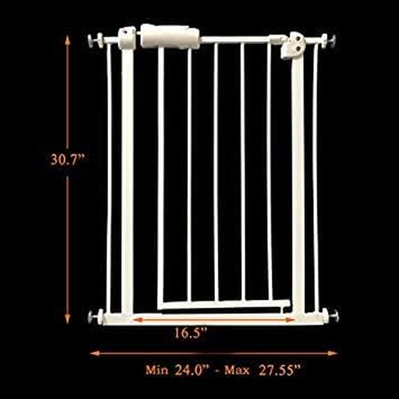 Fairy Baby Narrow Baby Gate 27 Inch to 29 Inch Wide, Small Auto Close Walk through Safety Gates Pressure Mounted for Stairs Doorways Kids or Pets,White