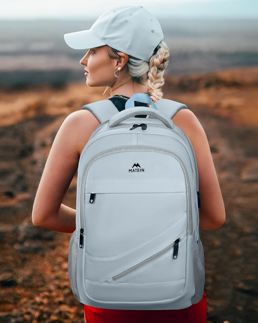 MATEIN Laptop Backpack Women, 17 Inch Big Work Bags with USB Charging Port for Nurses, Water Resistant Travel Backpack TSA Approved, Stylish Daypack College Bag for Women, Haze Blue