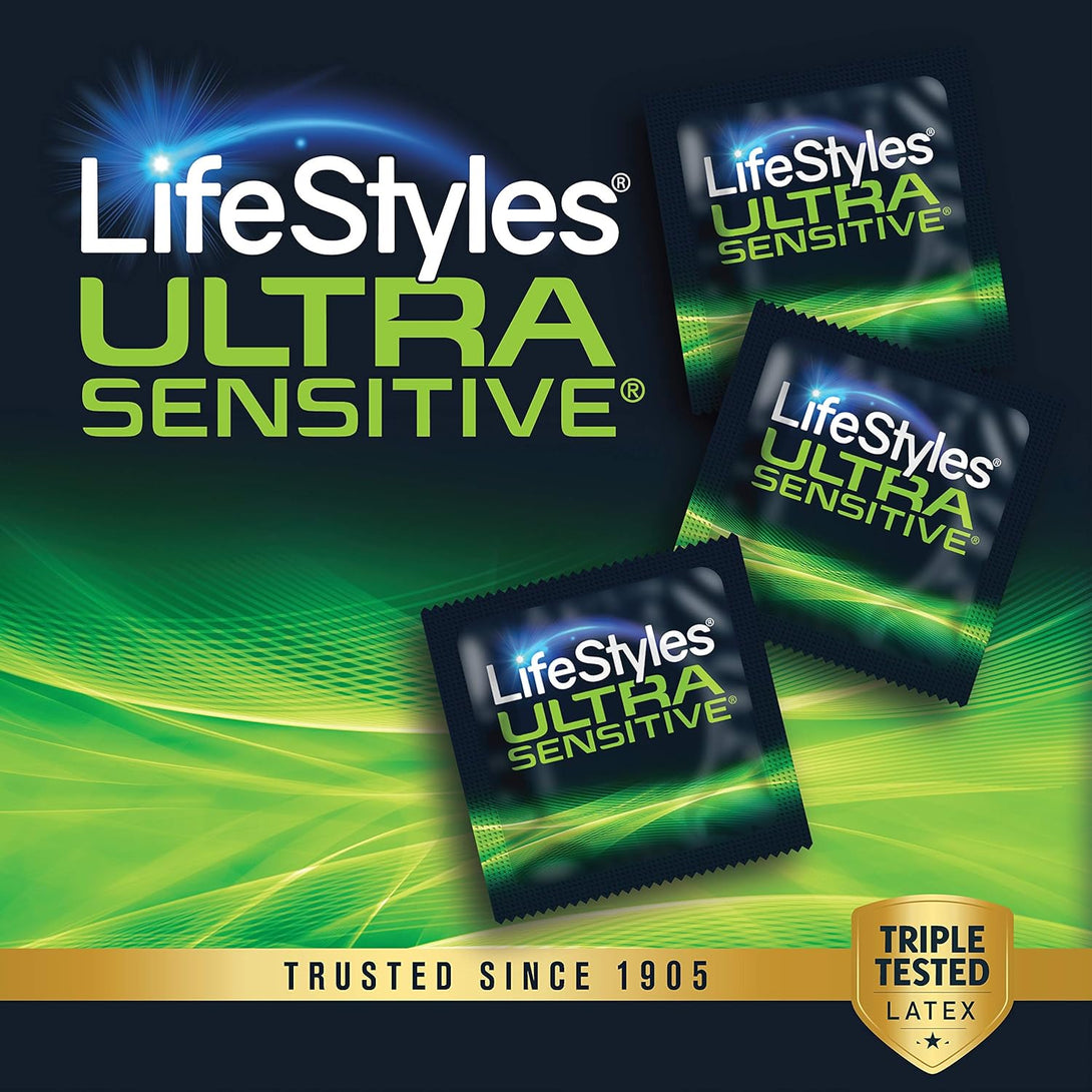 Lifestyles Ultra Sensitive Natural Feeling Lubricated Latex Condoms, 12 Count (Packaging May Vary)