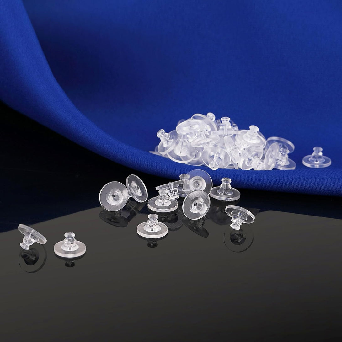 Earring Backs Rubber,100Pcs Soft Clear Earring Backs for Studs,Hypoallergenic Silicone Earrings Backs Replacement Safety Back Stoppers