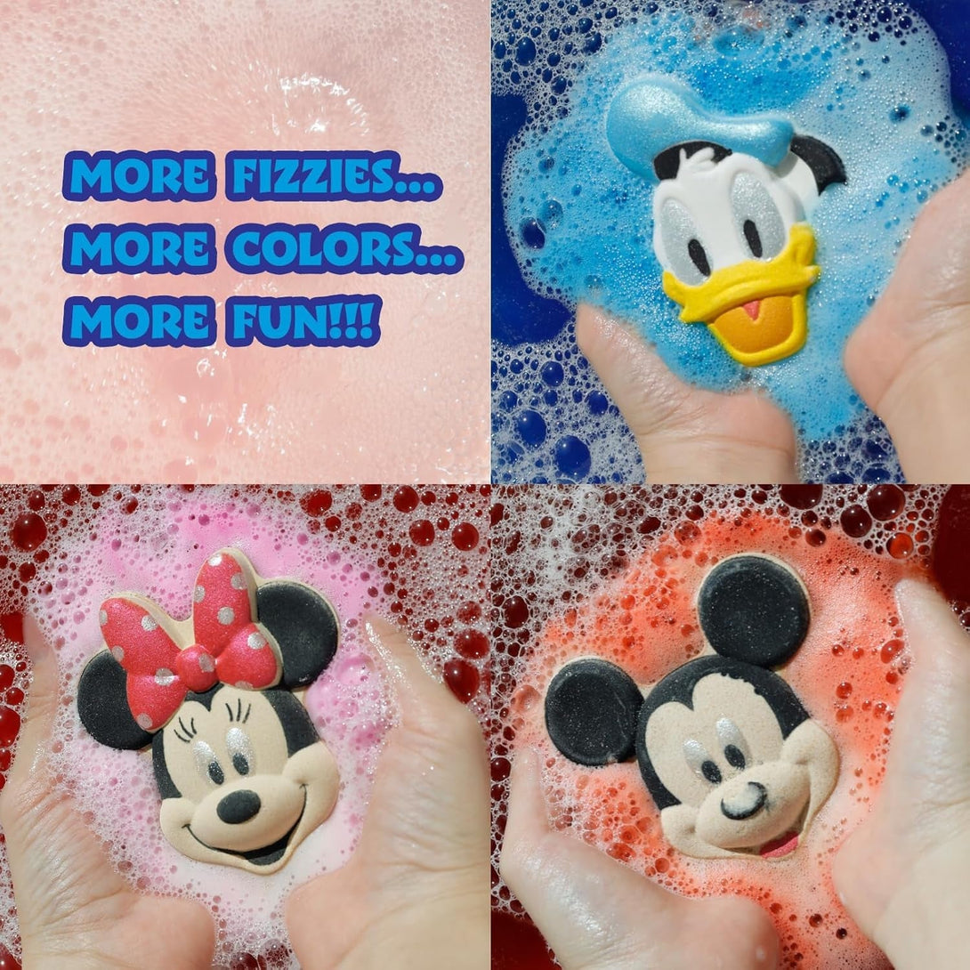 Mickey Minnie and Donald Duck Bath Bombs for Kids, Fun Bright Rainbow Colors, Berry Scented for Kids, Ages 3+, by Townley Girl