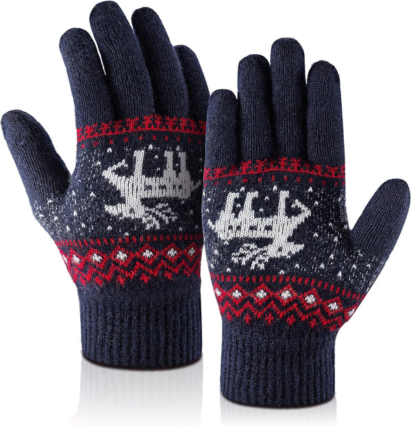Winter Gloves Pure Wool Warm and Cozy Mittens for Men and Women Elastic Knit Thermal Design for Outdoor Activities