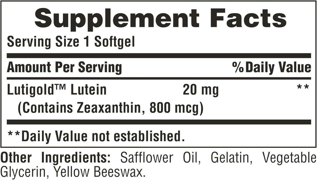 Puritan'S Pride Premium Lutigold Lutein Carotenoid 20Mg with Zeaxanthin for Men and Women, Dietary Supplement for Eye Health Support, 8 Month Supply, 120 Easy-To-Swallow Softgels, 2 Pack