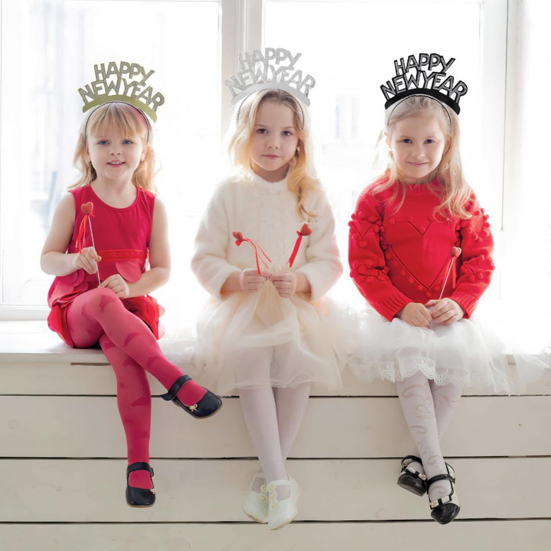 Amosfun HAPPY NEW YEAR Headband Tiara New Years Party Favors Gold Silver Black 12 Pieces