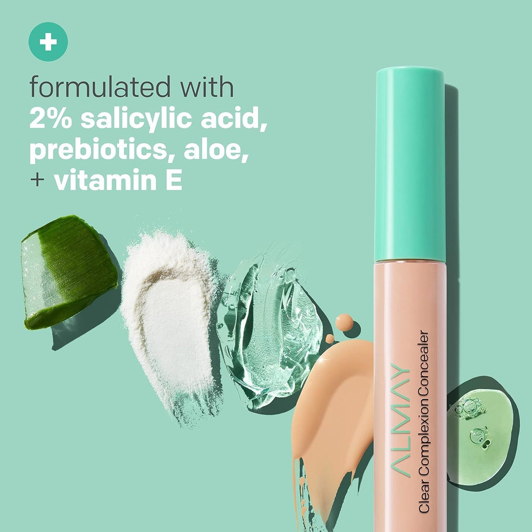 Almay Clear Complexion Acne & Blemish Spot Treatment Concealer Makeup with Salicylic Acid- Lightweight, Full Coverage, Hypoallergenic, Fragrance-Free, for Sensitive Skin, 100 Light, 0.3 Fl Oz.