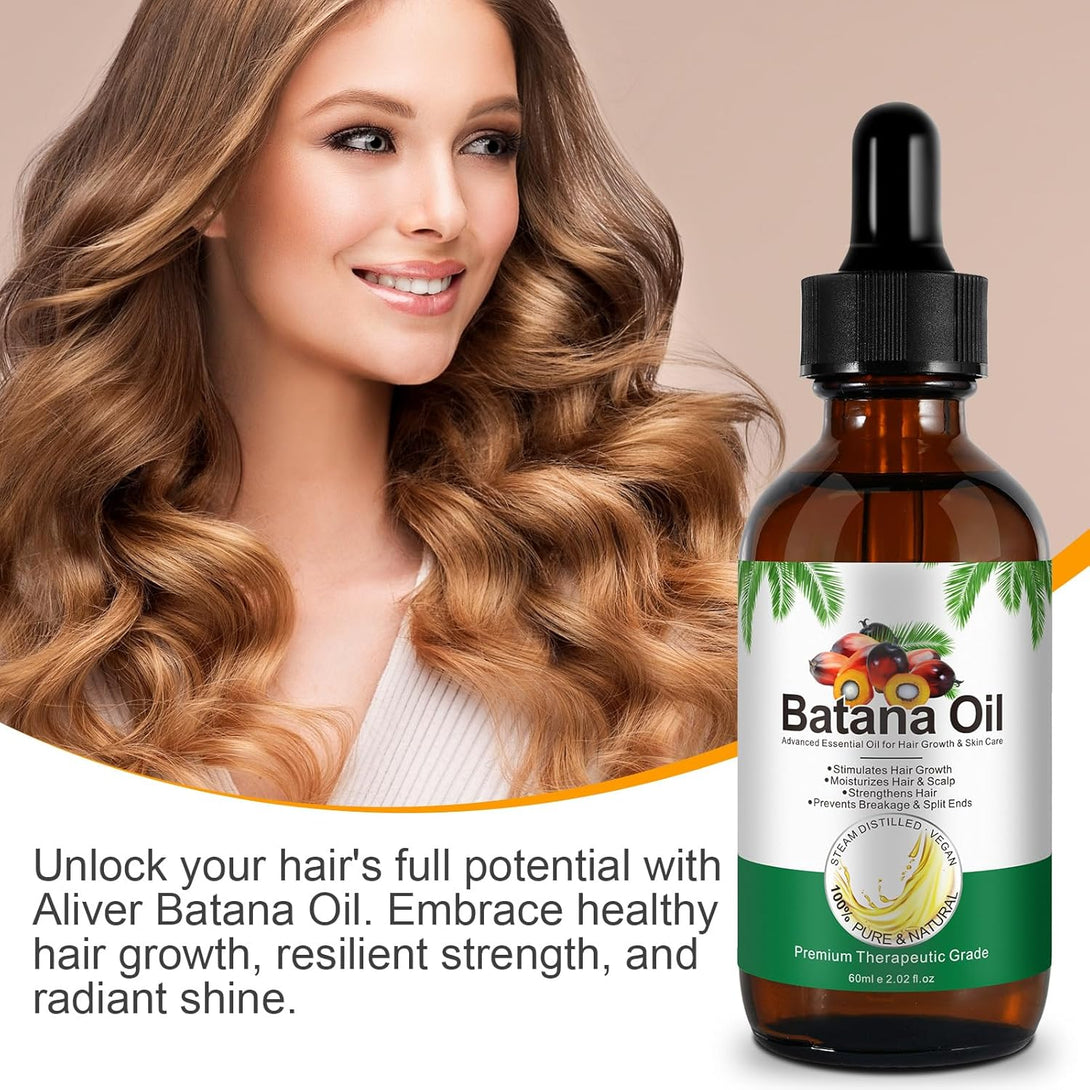 Batana Hair Growth Oil,100% Pure Natural Organic Cold Press Batana Hair Oil for Hair Split Ends, Enhances Hair & Skin Radiance Nourishment