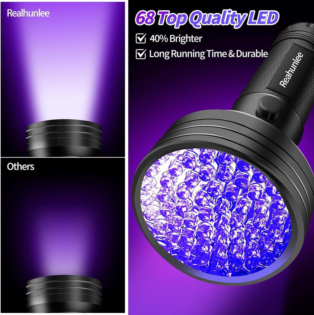 Air Conditioner UV Dye Leak Detector, Pro Auto Oil AC UV Dye Leak Test Detection Tool Kit 68 LED A/C UV Flashlight Detector with Protective Glasses