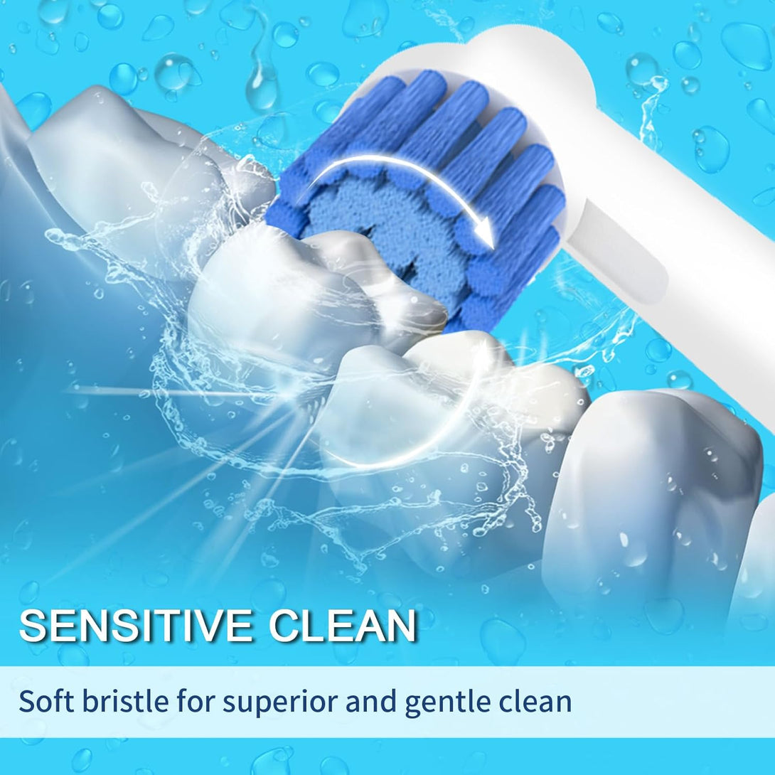 8 Pack Sensitive Gum Care Replacement Brush Heads Compatible with Oral B Braun Electric Toothbrush. Soft Bristle for Superior and Gentle Clean.