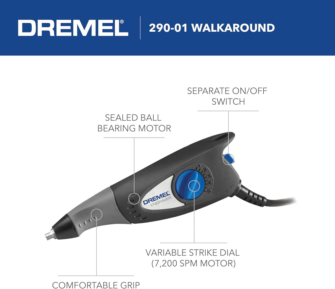 Dremel 120-Volt Engraver Rotary Tool with Stencils - Crafting Machine Perfect for DIY Personalizing and Engraving Leather, Metal, Glass, and Wood , Black, 290-02